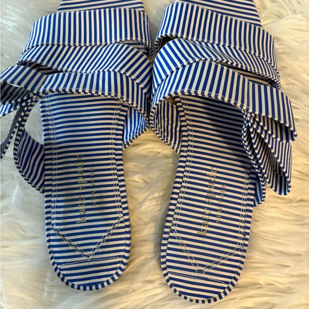 Kate Spade New York Bianca slide sandals in a blue and white striped size 8.5 - Picture 4 of 8